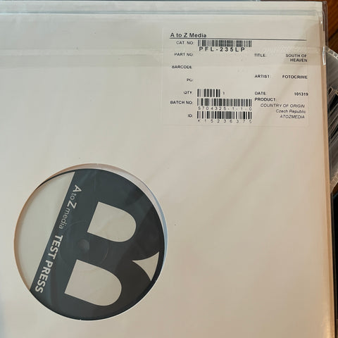 FOTOCRIME South of Heaven LP Test Press ARCHIVE SALE